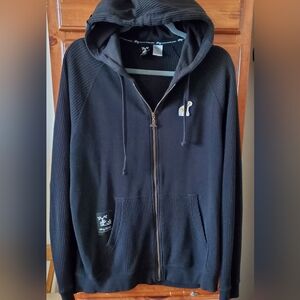 Black LRG front zip hoodie with giraffe logo on left chest size L